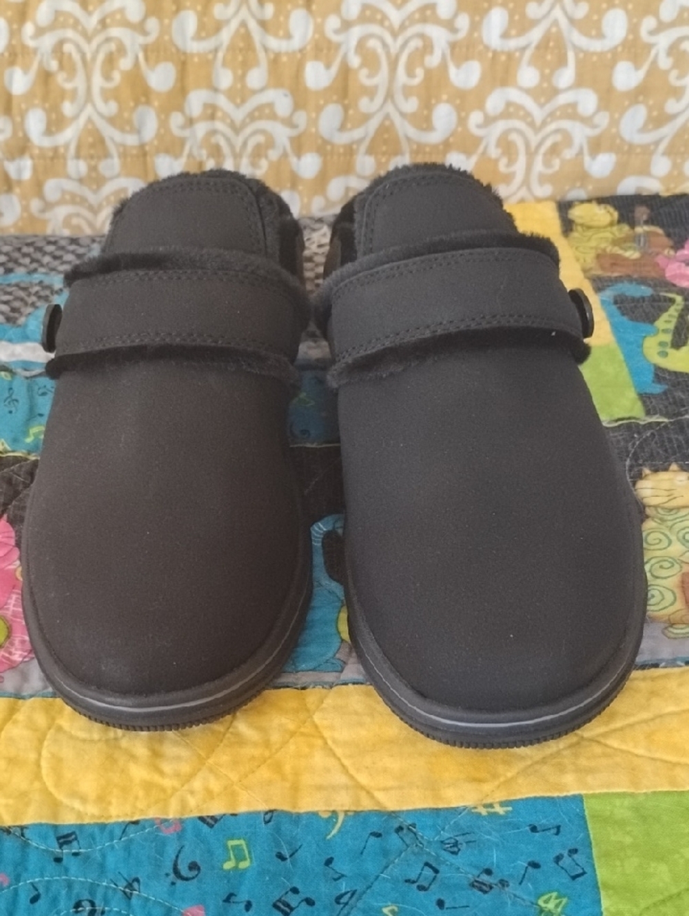 Clarks Black Slip-On Cloudsteppers Mule Faux Fur Lined NWOT - Picture 5 of 7